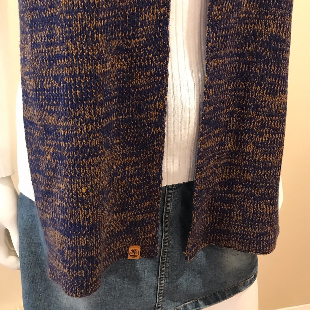 Timberland Knit Scarf Navy Blue Tan Unisex Acrylic Fall Winter Accessory Outdoor - Picture 6 of 8